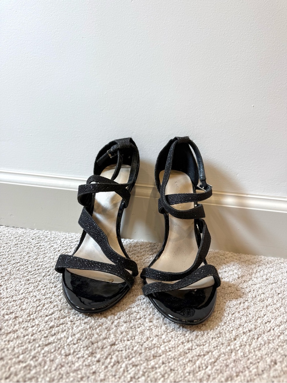 Karen Millen Asymmetric Cross Strap Heels Black
